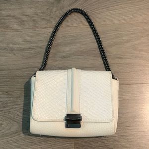 Kurt Geiger white leather deuce mini chain bag